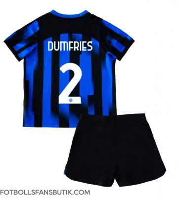 Inter Milan Denzel Dumfries #2 Replika Hemmatröja Barn 2023-24 Kortärmad (+ Korta byxor)